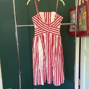 Knee length, red and white Odille dress from Anthrpology